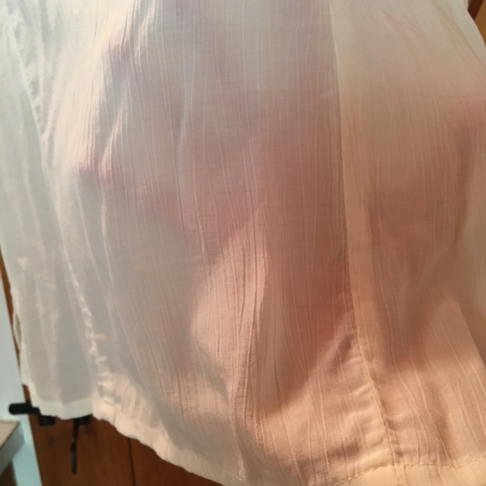 FLAX Linen, white, sheer, short-sleeved tunic top - Picture 7 of 9